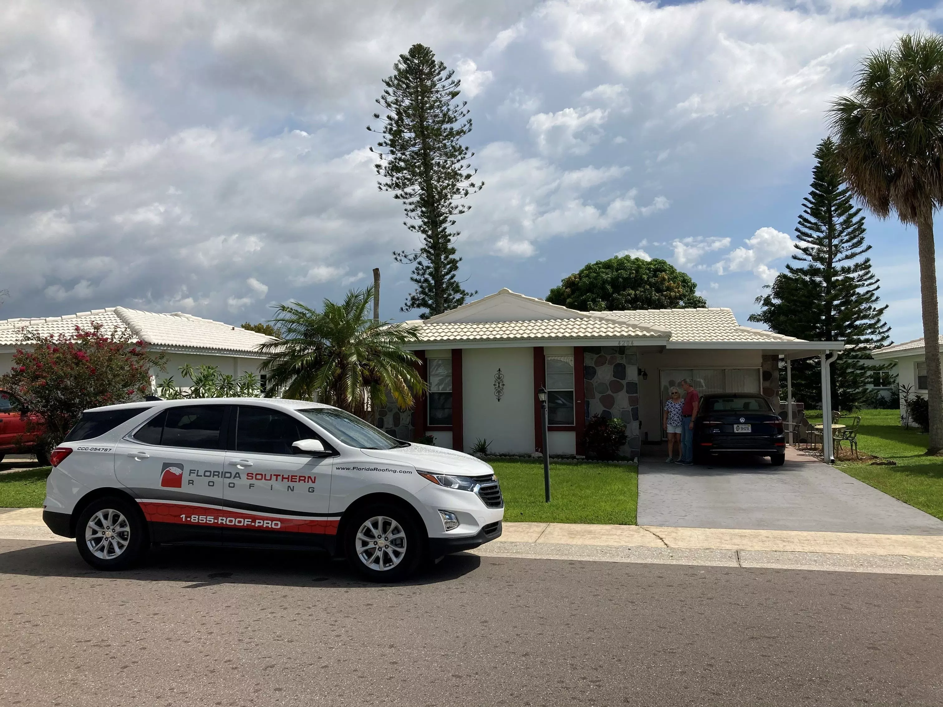Before and after pictures of new plantings and mulch donated by Pestguard Commercial.